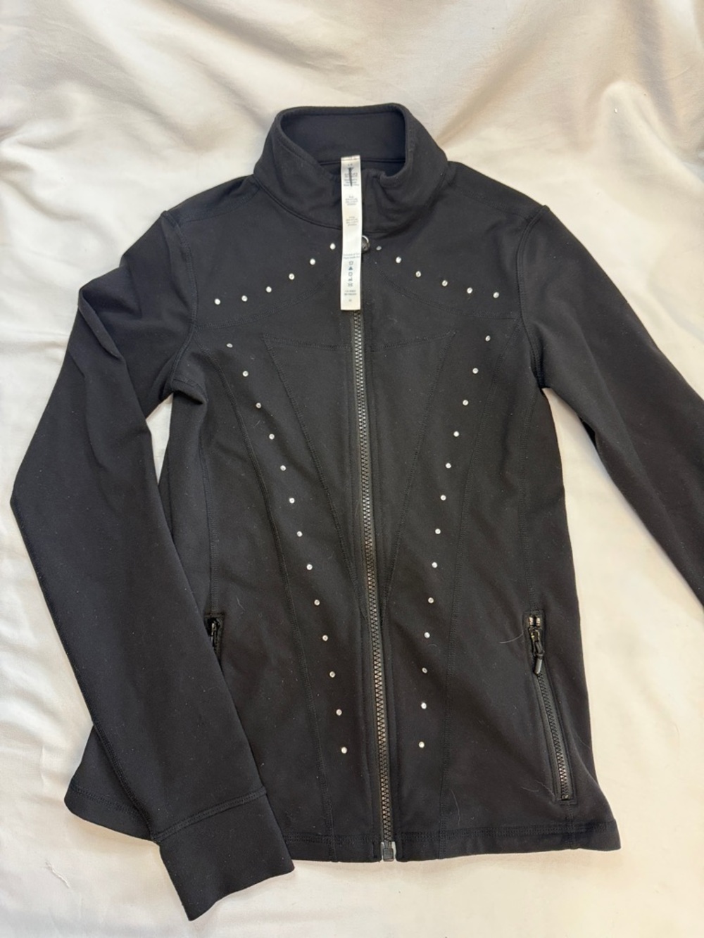 Ivivva Black Zip-Front perfect your practice Jacket with Stud Accents